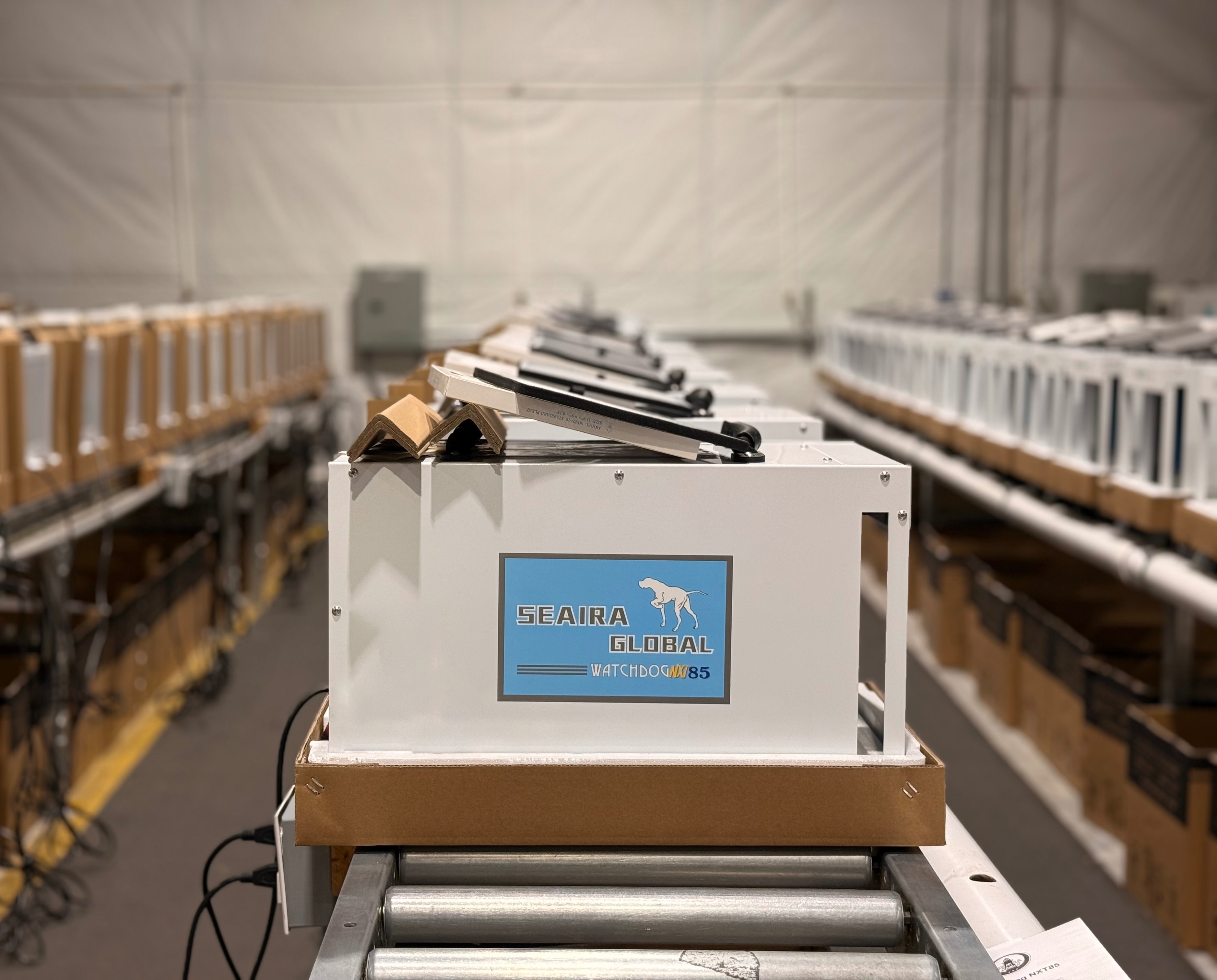 Industrial dehumidifier in action